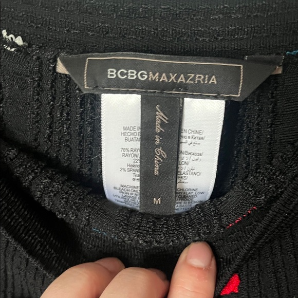 BCBGMaxAzria Black Knit Two-Piece Set with Red, Teal & White Accents - Picture 7 of 8